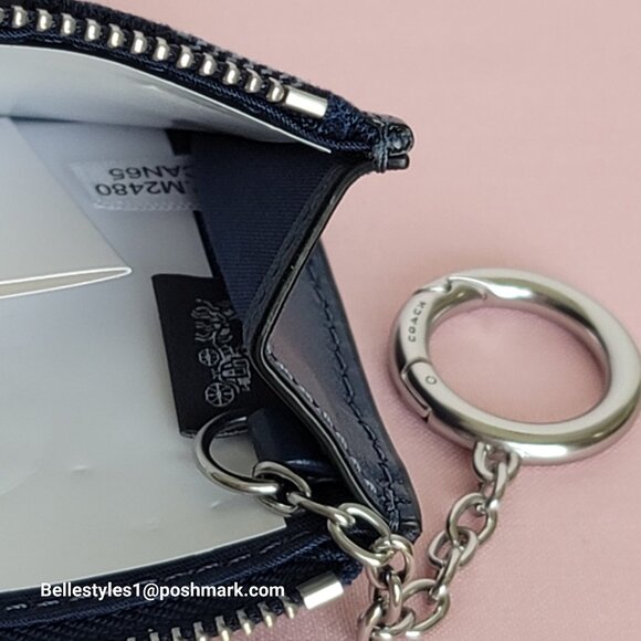 COACH Mini Skinny ID Card Case in Denim Signature- Deep Blue multi color ⭐ - Picture 15 of 16